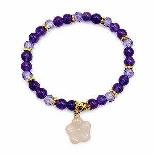 Amethyst Flower Gemstone Stretchy Bracelet